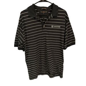 Dodge Embrodiered Tommy Hilfiger Golf Stripped Polo Shirt Top Mens Size Large